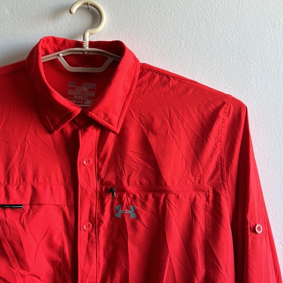 Red Under Armour Button Down Shirt XL - Picture 7 of 7